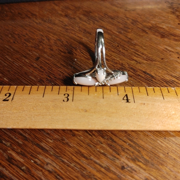 Vintage DK Coral and Tiny Diamonds in 925 Band Ring Size 8.25 to 8.5 - Picture 12 of 15